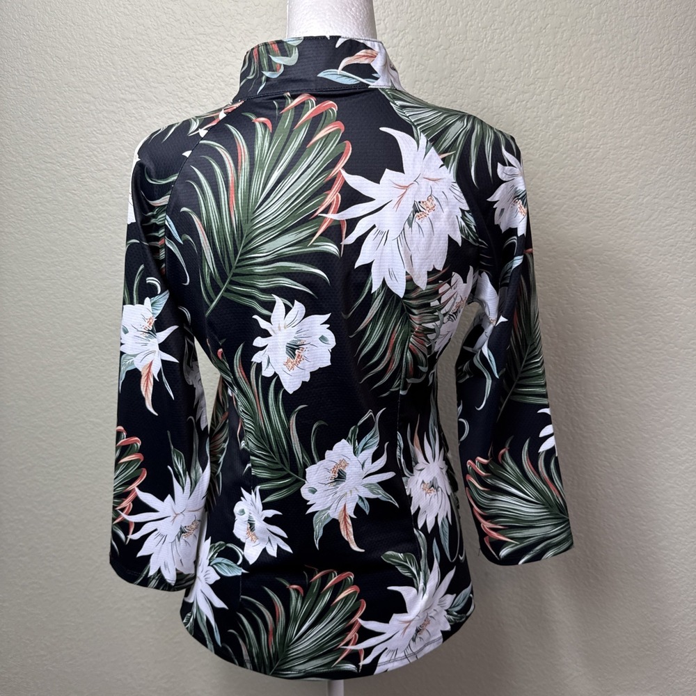 WOWENY Floral Quarter Zip Rash Guard NWT UPF 50+ Tropical Swim Shirt Size XS - Picture 3 of 8